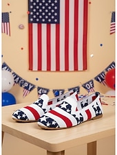 abordables Zapatos de mujer-Mocasines para mujer conmemorativos del 250.º aniversario de EE. UU.: zapatos planos sin cordones con estrellas y rayas patrióticas para celebraciones del Día de la Independencia de 2026, picnics al aire libre y desfiles festivos.