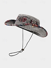 Χαμηλού Κόστους Αξεσουάρ διακοπών-Ανδρικό καπέλο bucket από μείγμα βαμβακιού σε μποέμ στιλ με έθνικ σχέδια, πολύχρωμο σχέδιο – ιδανικό για καθημερινή χρήση και ταξίδια διακοπών