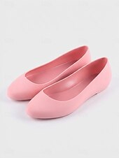 Χαμηλού Κόστους Γυναικείες Μπαλαρίνες-Γυναικείες ροζ αδιάβροχες μπαλαρίνες από pvc - άνετα slip-on παπούτσια για καθημερινή χρήση, βόλτες στον κήπο και casual περιστάσεις