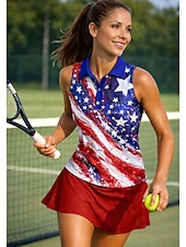 economico Camicia Donna-250° anniversario dell'America Giornata dell'indipendenza Per donna Geometrico Bandiera Nazionale Top Maglietta sportiva Polo da golf Canotta Senza Maniche Floreale Bottoni UPF50+ Resistente ai Raggi