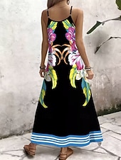 economico Abiti floreali-Per donna Abito maxi Vestito Estivo Abito a trapezio Abito Sottoveste Vacanza Casual Spiaggia Uscire Vestibilità comoda Floreale Grafico Senza Maniche Scollo a V Viola Estate Primavera