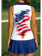 baratos Camisa Feminina-Dia da Independência Mulheres Bandeiras Tops Camisa Esportiva Camisa polo de caminhada Regata Sem Manga Floral Botões UPF50+ Resistente a UV Elasticidade Alta Pavio Humido Respirável Voleibal Tênis