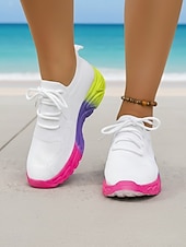 preiswerte Damen-Sneaker-Hellblaue Strick-Sneaker für Damen – leichte, atmungsaktive Schuhe zum Spazierengehen, für Outdoor-Aktivitäten, Fitnesstraining und den Alltag