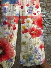 economico Pantaloni Giorno dell’Indipendenza-Per donna Tuta Attivo Floreale Senza Maniche Senza maniche Gamba larga Collo a U Tasca Bottoni Quotidiano Vacanza Vestibilità comoda Blu Estate