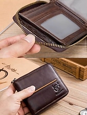 billige Lommebøker-Herre vintage lommebok i ekte skinn i flere farger stor kapasitet flere kort glidelås rundt bifold lommebok for uformell daglig bruk, reiseferie og hverdagsbruk