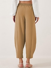 abordables Pantalones de pierna recta-Mujer Chinos Corte Recto Vacaciones Moda Ropa de calle Hasta el Tobillo Alta cintura Plano Bolsillo Cintura elástica Confortable Comodidad Suave Elástico Diario Exterior Calle Ejército verde Azul