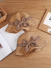 halpa Lomatarvikkeet-Naisten boheemi olkihattu rusetilla – useita värejä, kokoontaitettava helppoa kantamista varten, täydellinen arkeen ja rantalomalle