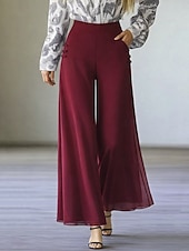 economico gamba larga e vita alta-Per donna Gamba larga Chinos Elegante Moda Streetwear Lunghezza al polpaccio Vita Alta Semplice Comodo Comodità Morbido Micro-elastico All'aperto Vacanza Streetwear Verde mela Vinaccia blu navy Nero