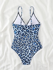 economico Costume da bagno leopardato-Per donna Costumi da bagno Intero Monokini Costume da bagno Controllo della Pancia Vita alta Snello Senza schiena Vacanza Abbigliamento da Spiaggia Leopardo Scollo a V Senza Maniche Costumi da bagno