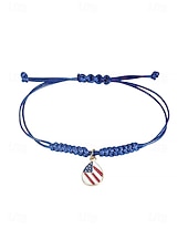 cheap Accessories-Unisex Alloy &amp; Polyester Adjustable USA Flag Bracelet, Multi-Color Patriotic Charm Rope Bracelet for America 250th Anniversary, Independence Day, Casual Wear, Travel and Vacation Styling