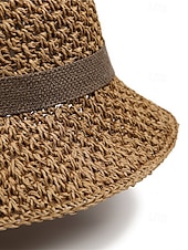 halpa Lomatarvikkeet-Naisten boheemi olkihattu rusetilla – useita värejä, kokoontaitettava helppoa kantamista varten, täydellinen arkeen ja rantalomalle