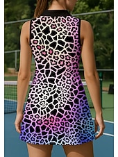 tanie Sukienka damska-Damskie Panterka Sukienka sportowa Sukienka polo do tenisa Bez rękawów Zamek Quarter Zip Elastyczny Odvádí pot Oddychający Siatkówka Bransoletka tenisowa Golf Wieczorne Sukienka Fioletowy Odzie