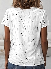 cheap Stripe&amp;Geometric tee-Women's T Shirt Print Striped Graphic Geometric Striped Bohemia Vintage Stylish Short Sleeve Crew Neck Regular Tops Daily Blue Ash White Yellow Pink Summer Spring