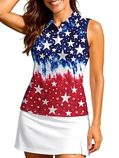  250º Aniversário da América Dia da Independência Mulheres Bandeiras Camisa polo de caminhada Camisa de tênis Moletom de tênis Sem Manga Esportivo UPF50+ Resistente a UV Treinador Dançando Proteção UV