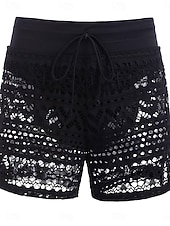 economico Slip bikini-Per donna Costumi da bagno Calzoncini da mare Boxer elasticizzati Vita alta Costume da bagno ritaglio sexy Coulisse Pizzo Vacanza Abbigliamento da Spiaggia Tinta unica Senza Maniche Costumi da bagno