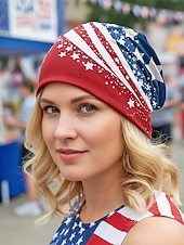  כובע ראש מודפס פוליאסטר לנשים, צווארון רב תכליתי, חגיגות 250 שנה ויום העצמאות האמריקאי, טיולים ולבוש יומיומי