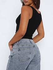 economico Serbatoio Semplice-Per donna Canotta Maglietta senza maniche Maglietta Tinta unica Moda Classico Casual Senza Maniche Collo a U Top Regolari Quotidiano Uscire Weekend Nero Bianco Giallo Grigio chiaro Rosso rosa Estate