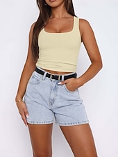 economico Serbatoio Semplice-Per donna Canotta Maglietta senza maniche Maglietta Tinta unica Moda Classico Casual Senza Maniche Collo a U Top Regolari Quotidiano Uscire Weekend Nero Bianco Giallo Grigio chiaro Rosso rosa Estate