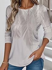  Per donna Maglietta Stampato Floreale Grafico Piante Elegante Classico Moderno Manica Lunga Girocollo Top Regolari Quotidiano Weekend Abbigliamento da vacanza Blu Rosa Blu Reale Verde Grigio Estate