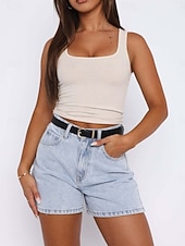 economico Serbatoio Semplice-Per donna Canotta Maglietta senza maniche Maglietta Tinta unica Moda Classico Casual Senza Maniche Collo a U Top Regolari Quotidiano Uscire Weekend Nero Bianco Giallo Grigio chiaro Rosso rosa Estate