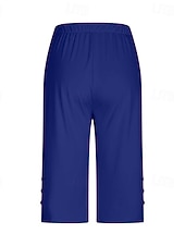  Dam Capribyxor Damasker Mysiga leggings Semester Streetwear Grundläggande Kapris Naturlig Slät Elastisk midja Bekväm Komfort Utomhus Elastisk Utomhus Semester Gata Blå Mörkgrått Kamel Svart Sommar Vår