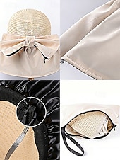 Недорогие Женские шляпы-Женская складная солнцезащитная шляпа в стиле бохо с чехлом для хранения, портативная пляжная шляпа из полиэстера с широкими полями, различных цветов, для повседневной носки, путешествий, отдыха и курортного отдыха.