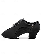 economico Sneakers da danza-scarpe da ballo professionali nere da donna - tacco basso, stringate, per sala da ballo, latino, salsa e tango &amp;calzature performanti