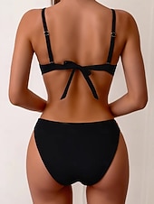 economico Bikini-Per donna Costumi da bagno Bikini Due pezzi Birichino Costume da bagno Snello Senza schiena Vacanza Abbigliamento da Spiaggia Tinta unica Scollo a V Senza Maniche Costumi da bagno