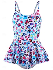 preiswerte Einteiliger Badeanzug-Kinder Mädchen Badeanzug Outdoor Strand Grafik Urlaub Tropisch Mode Badeanzüge Ab 4 Jahren Sommer Blau Purpur