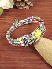 halpa Lomatarvikkeet-Naisten boheemityylinen turkoosi metalliseosrannekoru, monivärinen, ihanteellinen jokapäiväiseen käyttöön, lomalle ja matkoille