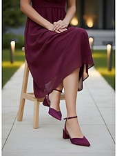 abordables Madre de la Novia/Novio-Zapatos de tacón ancho rosa para mujer con tira trasera y correa en el tobillo, elegantes zapatos para la madre de la novia para bodas en jardines, cómodos zapatos de vestir de tacón bajo para