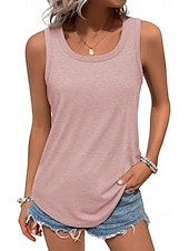 ieftine Rezervor simplu-Pentru femei Bluză Tricouri Culoare solidă Stilat Casual Fără manșon Stil Nautic Topuri lungi Zilnic Sport Ieșire Negru Alb Roz Îmbujorat Vară Primăvară