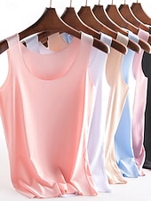cheap Plain Tank-Women's Tank Top Sleeveless Shirt Tee Top Solid Color Fashion Stylish Classic Sleeveless Crew Neck Regular Tops Daily Going out Weekend Blue Apricot pink Black White Pink Summer Spring
