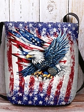  Dameveske i polyester med justerbar stropp, dristig ørn- og amerikansk flaggtrykk, perfekt for USAs 250-årsjubileum, uavhengighetsdagen og hverdagsbruk