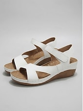 preiswerte Komfortsandalen-Offene Klettsandalen für Damen – lässige, bequeme Keilsandalen für den Sommer zum Gehen und Reisen