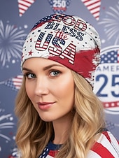  Naisten polyesteristä valmistettu USA-aiheinen hattu, monitoiminen kaulahuivi, "Jumala siunatkoon USA:ta" -design, ihanteellinen 250-vuotisjuhlaan, itsenäisyyspäivään ja jokapäiväiseen käyttöön.