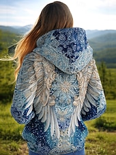 economico Tops Boho-Per donna Felpa con cappuccio Grafico Animale Tinta a nodi Elegante Punk Vintage Manica Lunga Con Cappuccio Top Regolari Casuale Casa Streetwear Blu Nero Blu marino Primavera Autunno Inverno