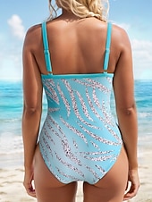 economico Costumi interi-Per donna Costumi da bagno Intero Monokini Costume da bagno Controllo della Pancia Vita alta Snello Senza schiena Vacanza Abbigliamento da Spiaggia Leopardo A righe Scollo a V Senza Maniche Costumi