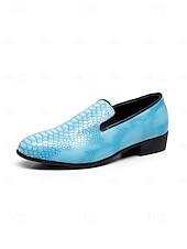 abordables Mocassins-Mocassins bleus pour homme en similicuir à motif crocodile, modèle à enfiler, style moderne et élégant, parfaits pour les hommes élégants lors de soirées, d'occasions spéciales et de mariages.