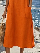 Χαμηλού Κόστους Βασικά Ψεύτικα Φορέματα-Γυναικεία Μίντι φόρεμα Φόρεμα σε γραμμή Α Καθημερινό Καθημερινά Κανονικό Σκέτο Μισό μανίκι Ζιβάγκο Θαλασσί Μαύρο Βυσσινί Πορτοκαλί Καλοκαίρι Άνοιξη