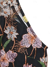 economico tute da festa-Per donna Normale Tuta Elegante Floreale Senza Maniche Gamba larga All'americana Pizzo Patchwork Feste Streetwear Vestibilità regolare Nero Estate