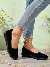 billige Flate sko til kvinner-Komfortable svarte slip-on flats for kvinner – myke flats med fleksibel såle for hverdagsbruk, turgåing og uformelle utflukter