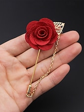 abordables Boda ACC-Pin de solapa con flor de poliéster elegante para hombre: múltiples opciones de color, elegante y moderno, perfecto para bodas y fiestas.