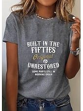 economico Maglietta di Umorismo &amp; Citazioni-t-shirt da donna con citazioni divertenti e umoristiche, stampa grafica, lettera, elegante, classica, casual, manica corta, girocollo, top regolari, per tutti i giorni, weekend, bianco/nero, bianco
