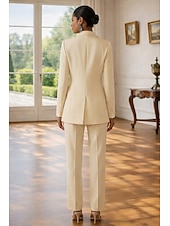 economico Completi da Donna-Per donna Abiti da 3 pezzi Formale Ospite di nozze Crepe Elasticizzato Elegante Vintage Semplice Manica Lunga Lunghezza al pavimento Risvolto a punta