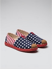 economico Scarpe da donna-Scarpe basse patriottiche da donna USA 250 - comode scarpe in maglia a righe blu e bianche con dettaglio a stella per il giorno dell'indipendenza americana e le parate. &amp;abbigliamento per le vacanze