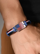  Męska regulowana skórzana bransoletka z motywem amerykańskiej flagi, wykonana z prawdziwej skóry, w stylu patriotycznym, idealna na 250. rocznicę Stanów Zjednoczonych, Dzień Niepodległości i na co dzień, na świeżym powietrzu