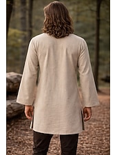  Medievale Rinascimento Camicia Tunica Lunghe Pirata Vichingo Costume Per uomo Vichingo Costumi da pirata Halloween Carnevale Performance LARP Fiera Rinascimentale Adulti Camicia