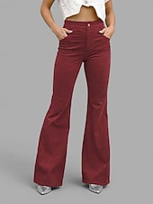 cheap Women's Flare Pants-Women's Flare Vacation Fashion Streetwear Full Length High Waist Comfy Soft Micro-elastic Vacation Formal Street Blue Army Green Wine Black Fall Regular Fit