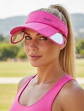 Χαμηλού Κόστους Γυναικεία Καπέλα-Γυναικείο ρυθμιζόμενο καπέλο ηλίου σε πολλά χρώματα από πολυεστέρα, αθλητικό καπέλο με αναδιπλούμενο γείσο, για γκολφ, τρέξιμο, τένις και casual υπαίθρια αθλητικά ρούχα